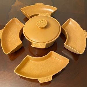 Vintage California Pottery Lazy Susan Chip Dip
